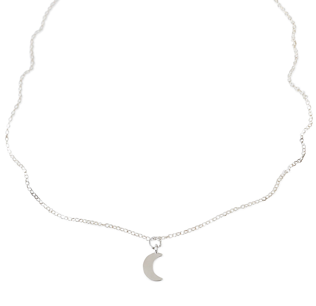 Simple Crescent Necklace - Silver